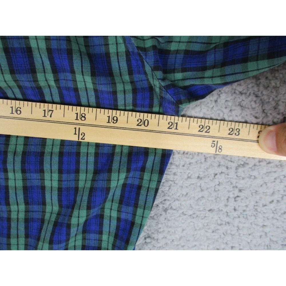 J.‎ Crew Shirt Mens Medium Blue Green Plaid Slim Fit Button Down Long Sleeve